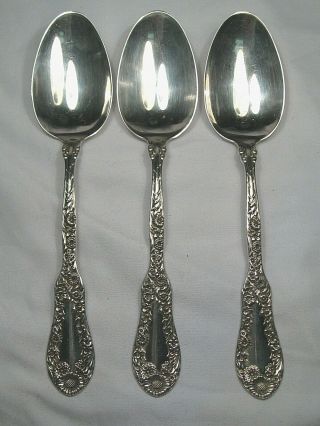 3 Vintage Sterling Silver Herkner Serving Spoons.  189g,  8¼ ".  3