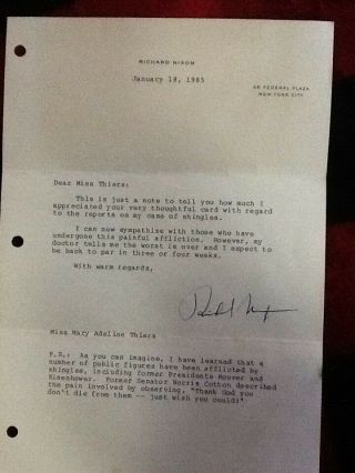 President Richard Nixon Correspondence Signed Signature 1985 Signed Letter