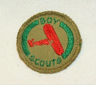 Bi - Plane Boy Scout Airman Proficiency Award Badge Brown Back Troop Small