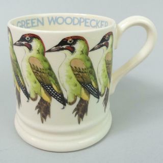 Lovely Emma Bridgewater 1/2 Pint Mug Green Woodpecker - British Birds