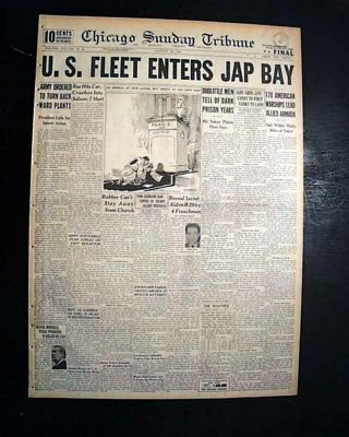 Occupation Of Japan Begins Uss Missouri Battleship Sagami Bay1945 Wwii Newspaper