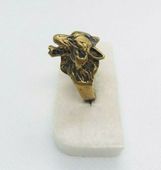 Rare Ancient Antique Roman Bronze Ring Wolf Head Artifact Authentic Stunning