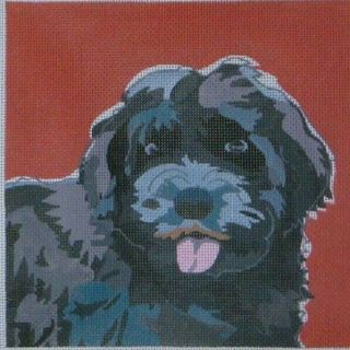 Black Shaggy Dog Bouvier Des Flandres 8 " Handpainted Needlepoint Canvas