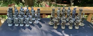 Vintage Romans Vs Vikings Solid Cast Metal Chess Set,  Made In Italy,  King 4.  75 "