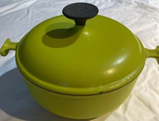 Vintage Le Creuset La Mama Lime Green 23 Round Dutch Pot Oven Enzo Mari