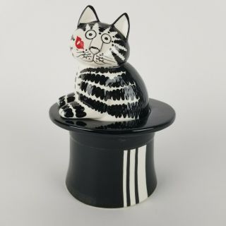 Vintage B Kliban Cat Jar Black Top Hat Figurine 70s Japan Treat Cookie Box 8in