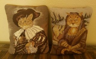 Small Needlepoint Pillows With Cats