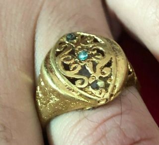 Fabulous Ancient Ring Bronze Unique Stone Extremely Rare Viking Antique 2