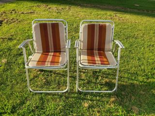 Vintage Sun Terrace Redwood Slat Folding Lawn Deck Chairs With Matching Covers