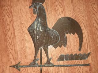 Antique Copper Rooster Weathervane.