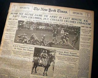 Notre Dame Fighting Irish Vs.  Army Cadets Ncaa College Football 1935 Newspaper