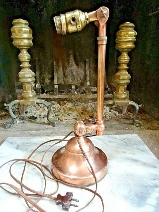 Antique Industrial Brass " Oc White Co.  " Articulated Arm Desk Table Lamp Pat 1905