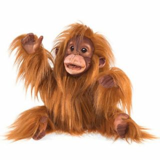 Folkmanis Hand Puppet Soft Plush Toy Orangutan Monkey Red Stuffed Pet Animal