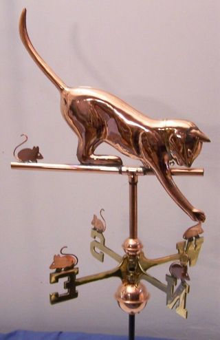 Full Size Cat Copper And Brass Weathervane With Mount And All Parts.