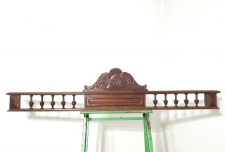 Architectural Spindles Scroll Leaves Pediment Antique Carved Wood Salvaged Crest
