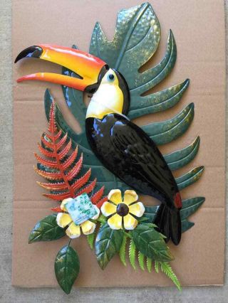 Toucan Design Metal Wall Plaque Sign In Trees 20 In.  H.  X 11 In W.