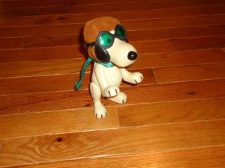 Vtg 1966 Snoopy Aviator Pilot Flying Ace Red Baron Figure Goggles Cap Scarf
