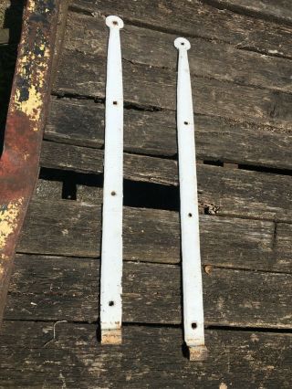 Antique Hand Forged Iron Barn Door Strap Hinges 39” Long X 2.  5 In Pair