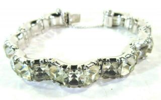 Vintage Sterling Silver Eisenberg Crystal Clear Rhinestone Bracelet _7 "
