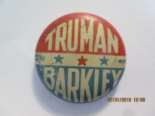 1948 Harry Truman Barkley Campaign Pin Button 7/8 " Political Tru41