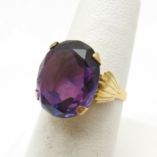 Vintage 18k Yellow Gold Oval Color Change Sapphire 4 Prong Ring Size 4.  25