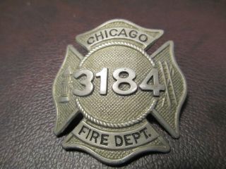 Vintage Chicago Fire Department Fireman Curved Dress Hat Badge 3184