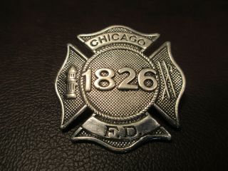 Vintage Chicago Fire Department Fireman Dress Hat Badge 1826