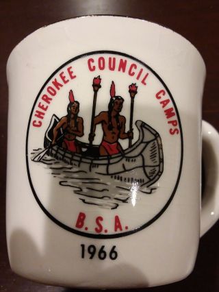 5 Vintage Bsa Boy Scouts Coffee Mugs Cherokee Council Camps Bsa 1966 Rare