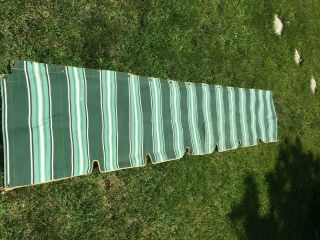 Vintage Mid - Century Window Canvas Awning Greens & White Scalloped Valance 1940s.