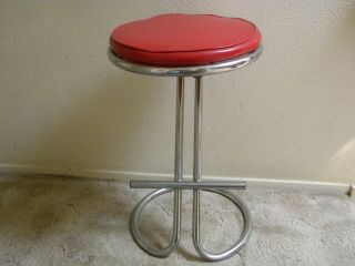 Vintage " Z " Bar Stool W/ Footrest Designed By Gilbert Rohde For Troy Sunshade Co