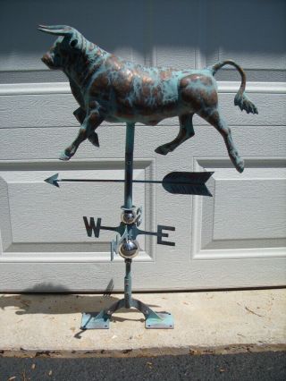 Bull 3d Steer Weathervane Antiqued Copper Finish Cow Weather Vane Handcrafted