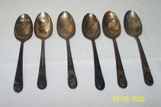 6 Wm.  Rogers Mfg.  Co.  Presidential Spoons - Silver Plate