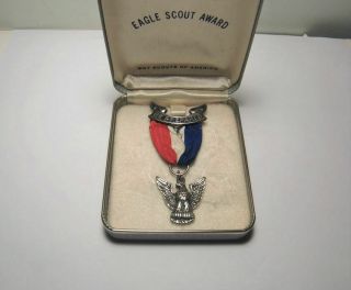 Vintage Eagle Scout Medal Award Sterling In Presentation Box