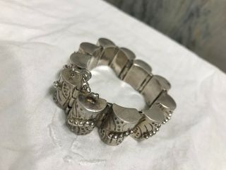 Vintage unique Mexican silver,  stamped,  bracelet,  8 