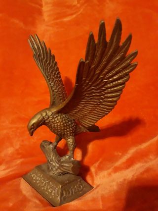 Large 12 X 11 Vintage Solid Brass Eagle Perched On Branch Statue Sculpture Bird