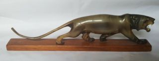 Vintage Hand Carved Buffalo Horn Tiger Sculpture Figurine 10 " (ac1)