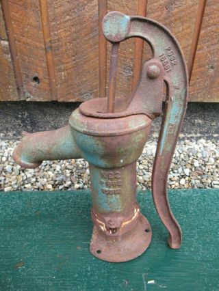 Antique Cast Iron Hand Water Pump Has Old Finish