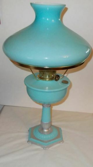 Vintage Kerosene Oil Aladdin Lamp With Cased Glass Shade