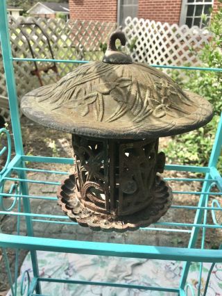 Vintage Cast Iron Pagoda Lantern Japanese Asian Candle Tea Garden