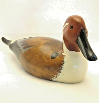 Vintage Carved Wood Duck Decoy Collectible 15.  75 Inches Glass Eyes