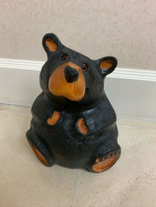 Big Sky Bear In Solid Wood Carved And Painted 10 " H X 8 " W X 5 " D