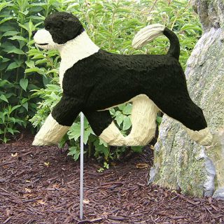 Portuguese Water Dog Outdoor Garden Sign Hand Painted Figure Black/white