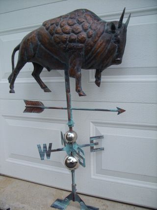 3d Bison Buffalo Weathervane Hand Crafted Functional Weather Vane Copper Finish