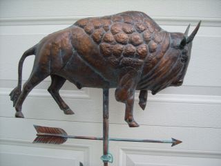 3D Bison Buffalo Weathervane Hand Crafted Functional Weather Vane Copper Finish 2