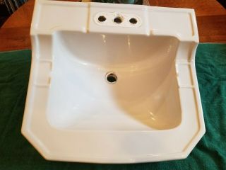 Antique Vintage White Porcelain Ceramic Bathroom Sink Dated April 29,  1957