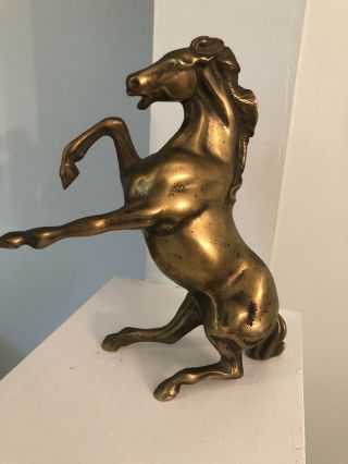 Vintage Naturally Modeled Brass Horse Stallion Statue Figurine Sculpture Equine