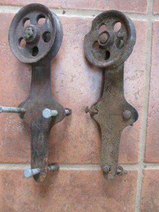 Vintage Pair,  SLIDING BARN DOOR HARDWARE,  2 Iron ROLLERS & HINGES,  4 