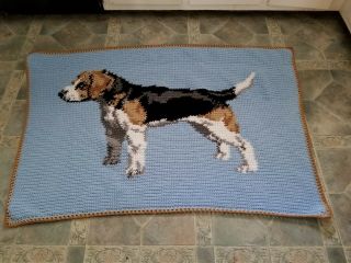 Handmade Hand Crocheted Beagle Dog Afghan/blanket/throw