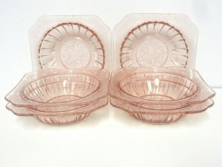 6 Vintage Pink Adam Cereal Bowls / Hard To Find /jeannette Glass Co