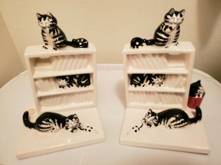 Taste Setter Sigma B Kliban Ceramic Cat Book Ends Made In Japan 8.  5 X 5.  5 X 4.  75